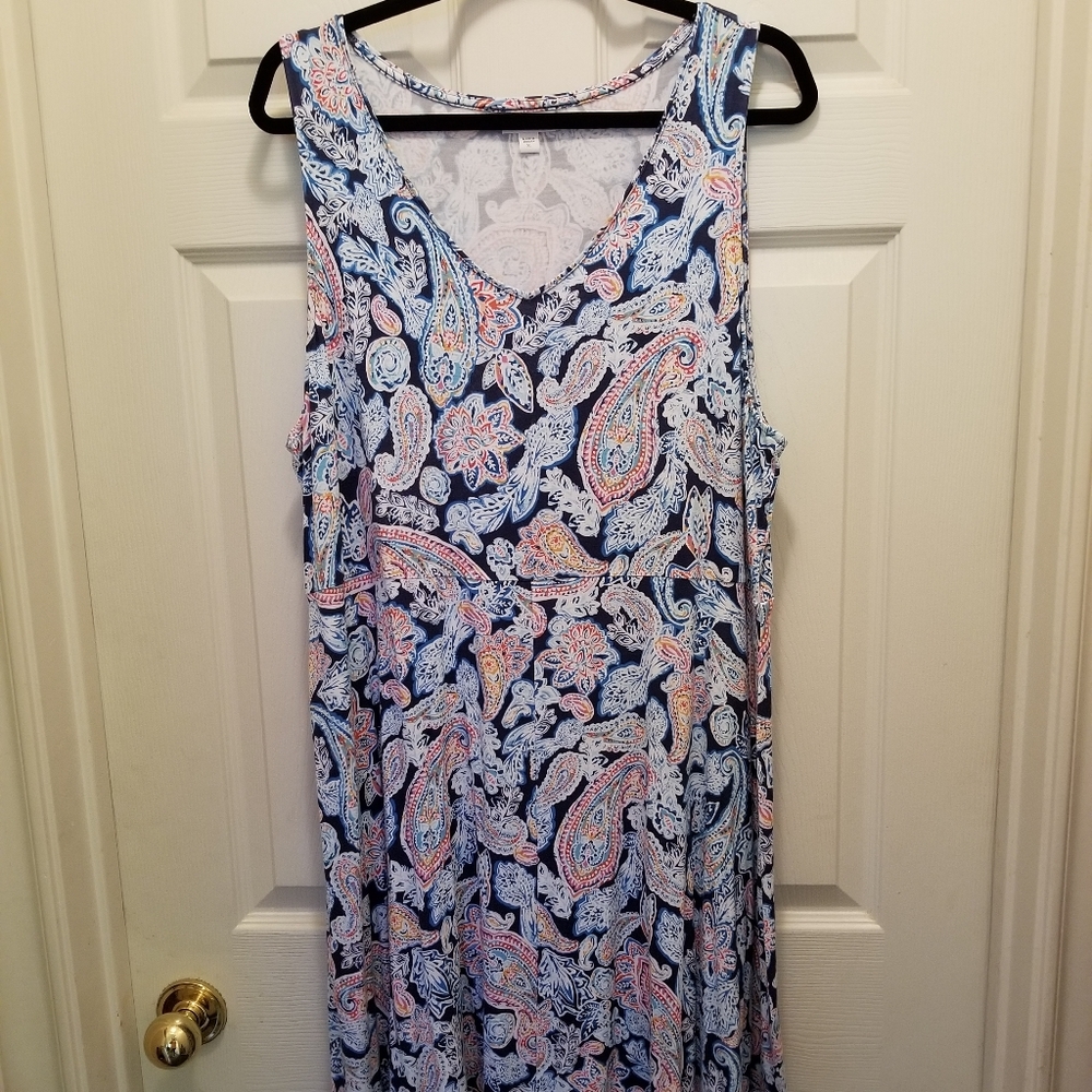 JJill Paisley Knit Tank Dress XL
